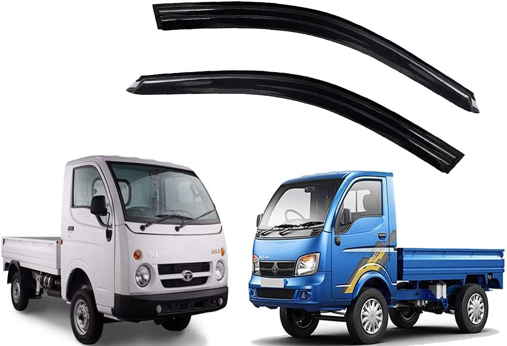 Car Saaz Unbreakable Door Visor/Rain Visor/Wind Deflector Compatible with Ace (Set of 2Pcs), Black (74W7M27N)