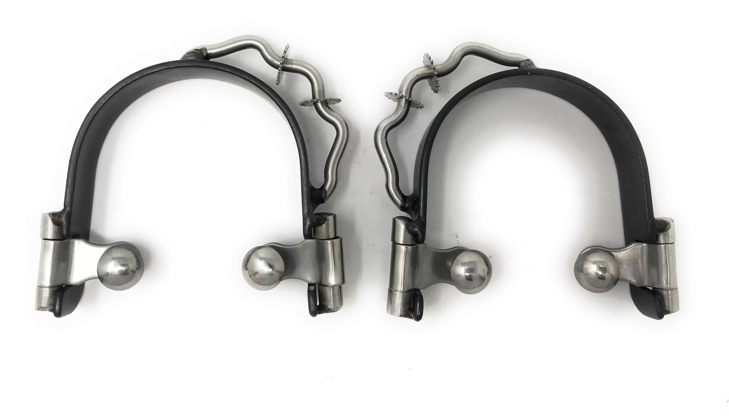 AJ Tack Wholesale Negro Acero Bumper – Espuelas de hípica con Dos pequeñas Plata rowels