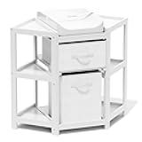 Glaf Corner Changing Table, Baby Diaper Changing Station with Storage Drawer Laundry Hamper Multifunctional Portable Diaper Station with Changing Pad for Newborn Infant (White)