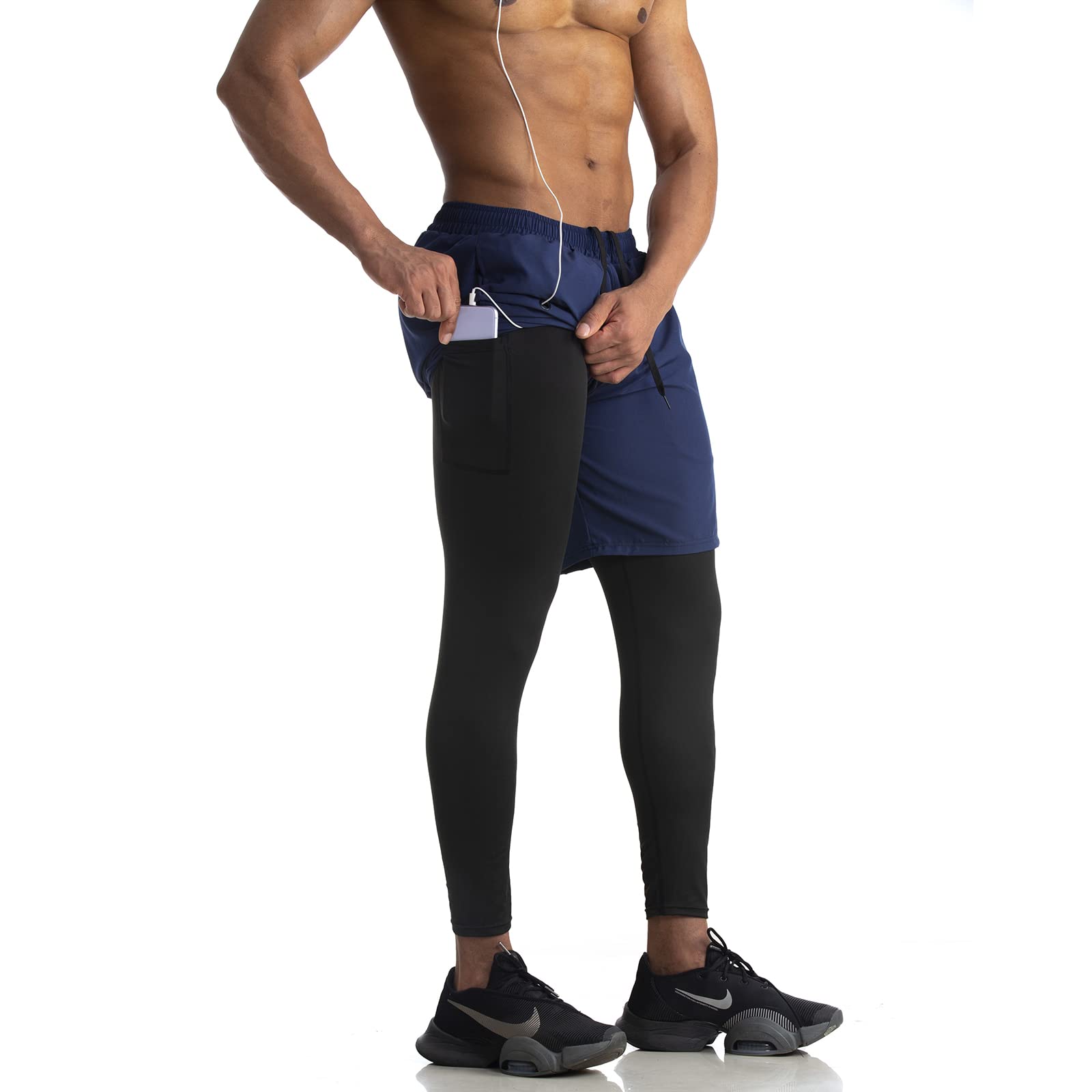 WIRIST 2 in 1 Running Pants with Towel Loop - Men's Athletic Compression Gym Pants