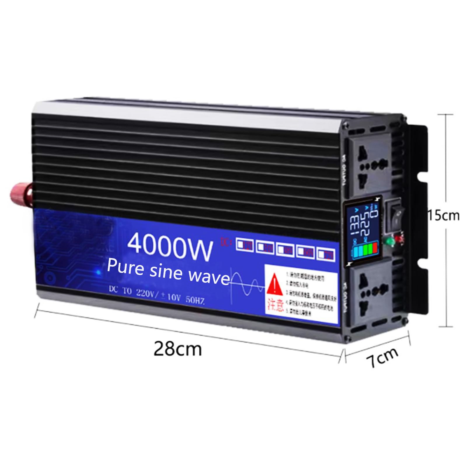 2000Watt Czysta Fala Sinusoidalna Inwerter Faz Rozdzielonych Konwerter Zasilania 72V DC do 110V/230V AC Inwerter Samochodowy Szczyt 4000W Do Sprzętów Domowych, Kamperów RV,60V to 110V