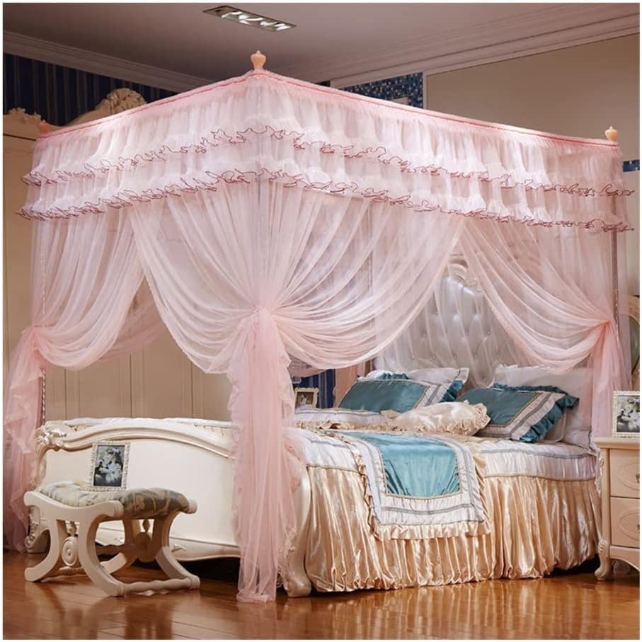 Baldaquin luxueux rideaux de lit d'angle fille haut de gamme taille 71