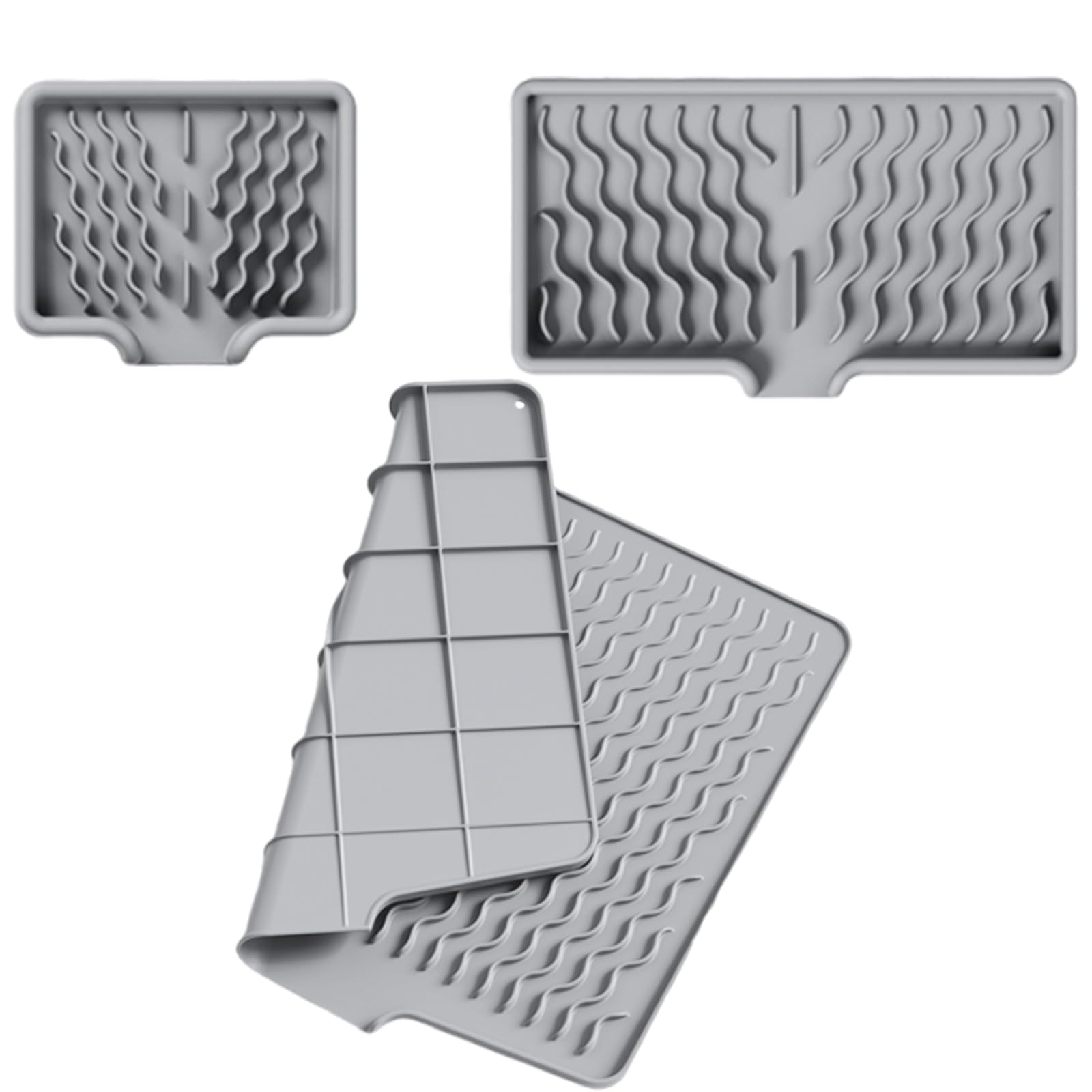 GMBYLBY Nonslip Silicone Sink Tray with Sloped Drainage Design for Fast Drying Dishes Kitchen Counter Protector Kitchen Sink Drainage Mat with Sloped Design