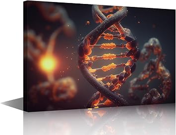 Gene Strand Wall Art for Living Room DNA Helix Wall Canvas Art DNA Biotechnology Wall Decor for Bedroom Modern Artwork House Decorations Stretched and Framed Ready to Hang 12"Wx18"H