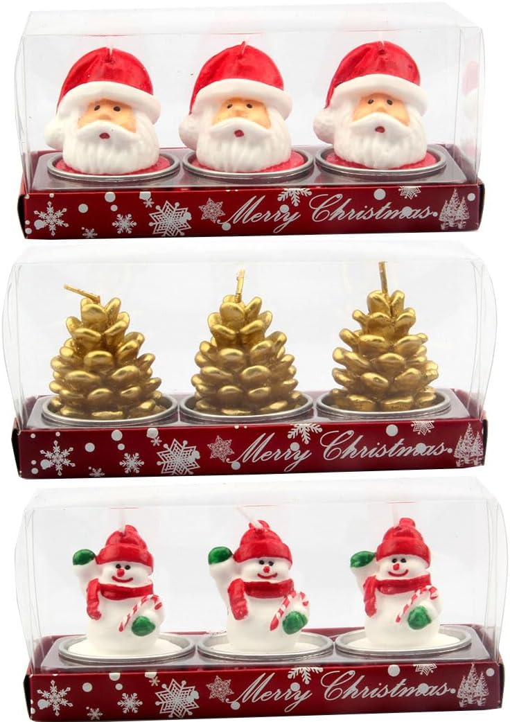IEW Smokeless Tea Light Candles Set, 3*3Pack Unscented, Christmas Tree Shape, Perfect for Home Decoration, Party, Wedding, Festival