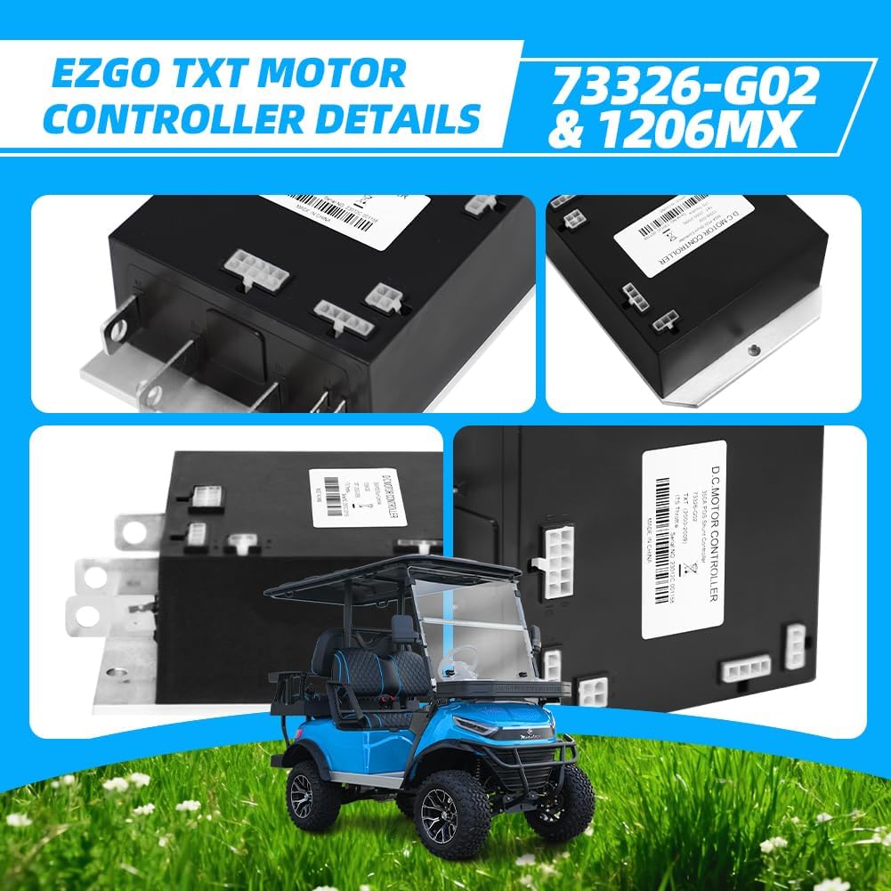 36V 350A 73326-G02 Golf Cart Controller, 1206MX Controller for EZGO TXT 2000-2009, 609083, Curtis Replacement, Compatible with 73326-G03, 73326-G04, 73326-G05, 73326-G06, 73326-G07, ITS Throttle Type