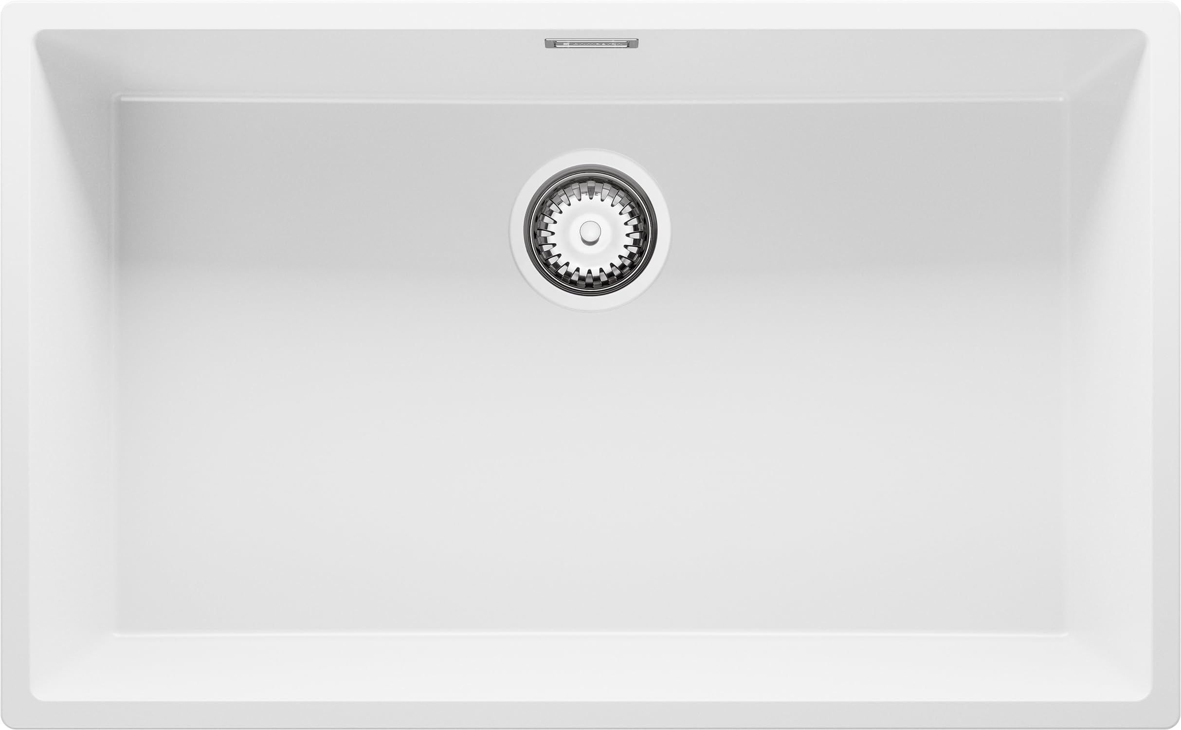 PRIMAGRAN Lavello da Cucina Bianco 76x47cm, Lavandino in Granito a 1 vasca + Sifone Classico, Lavabo da Cucina Incasso al Mobile 80cm - London Slim S478