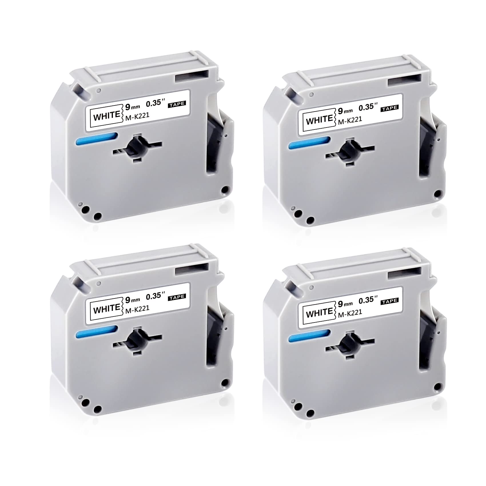 UNOKA M Tape 9mm Compatible for Brother M-K221 M-K221S M-K221BZ MK221s MK221 9mm 3/8 White Labelling Tape Cassette for Brother Ptouch PT-M95 PT-65 PT-80 PT-90 PT-55 PT-70, 4-Pack