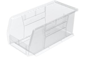 Akro Bins Hanging Stackable Storage Organizer Bins, 11" x 5" x 5", Clear (12-pack)