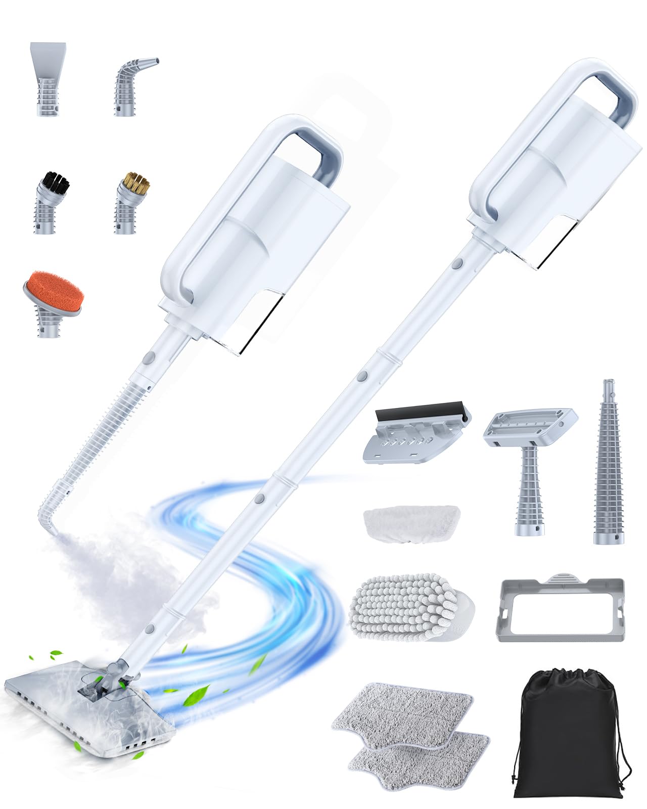 LABIGO 10-in-1 Steam Mop with Detachable Handheld Steamer, 350ml Tank, 10s Heat-Up, 248°F Steam Cleaner, 2-Level Control and Swivel Head for Floors, Carpets, Tiles - Lightweight and Multi-Surface