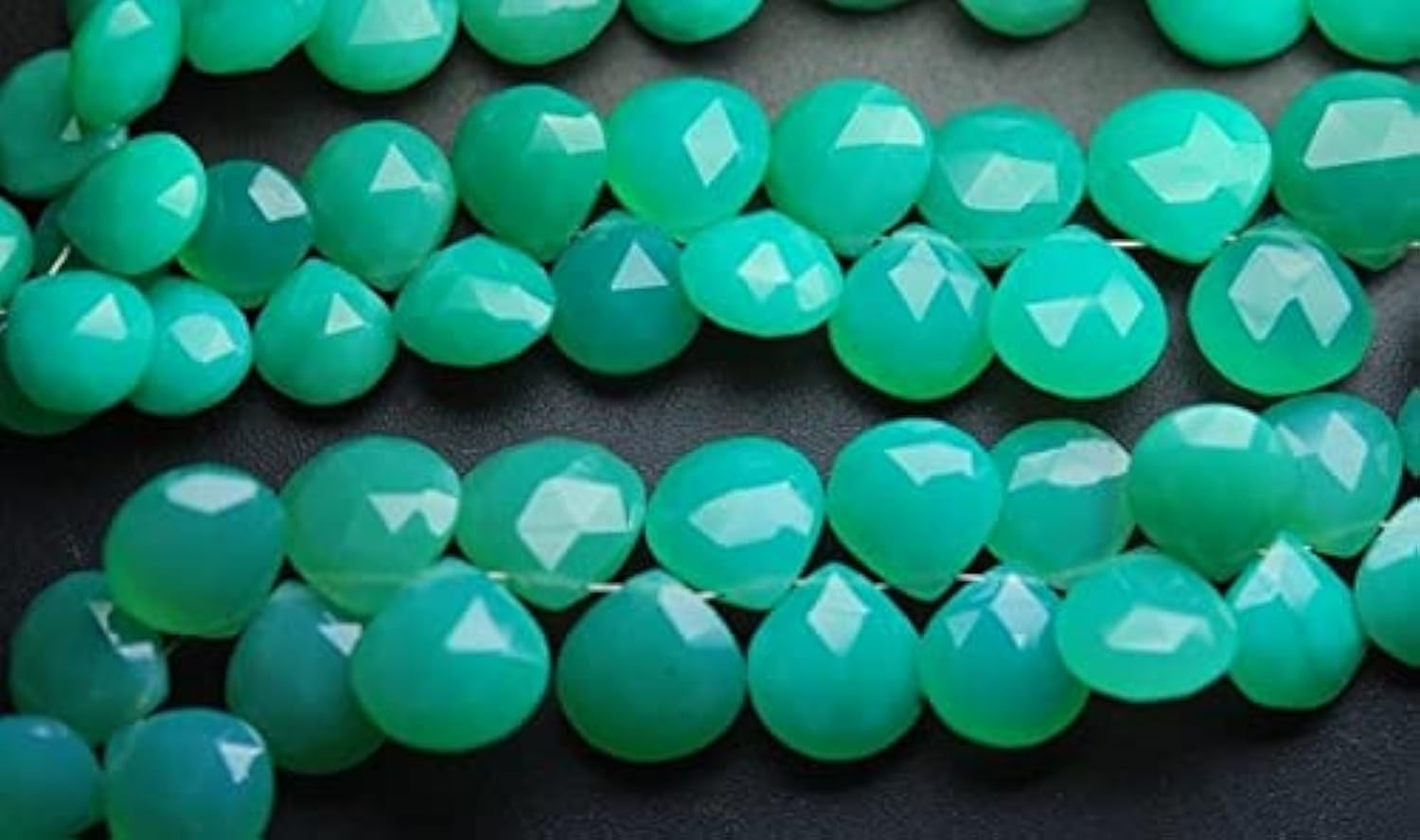 Prehnite briolettes cœur facetté 10mm pour la création de bijoux fait main