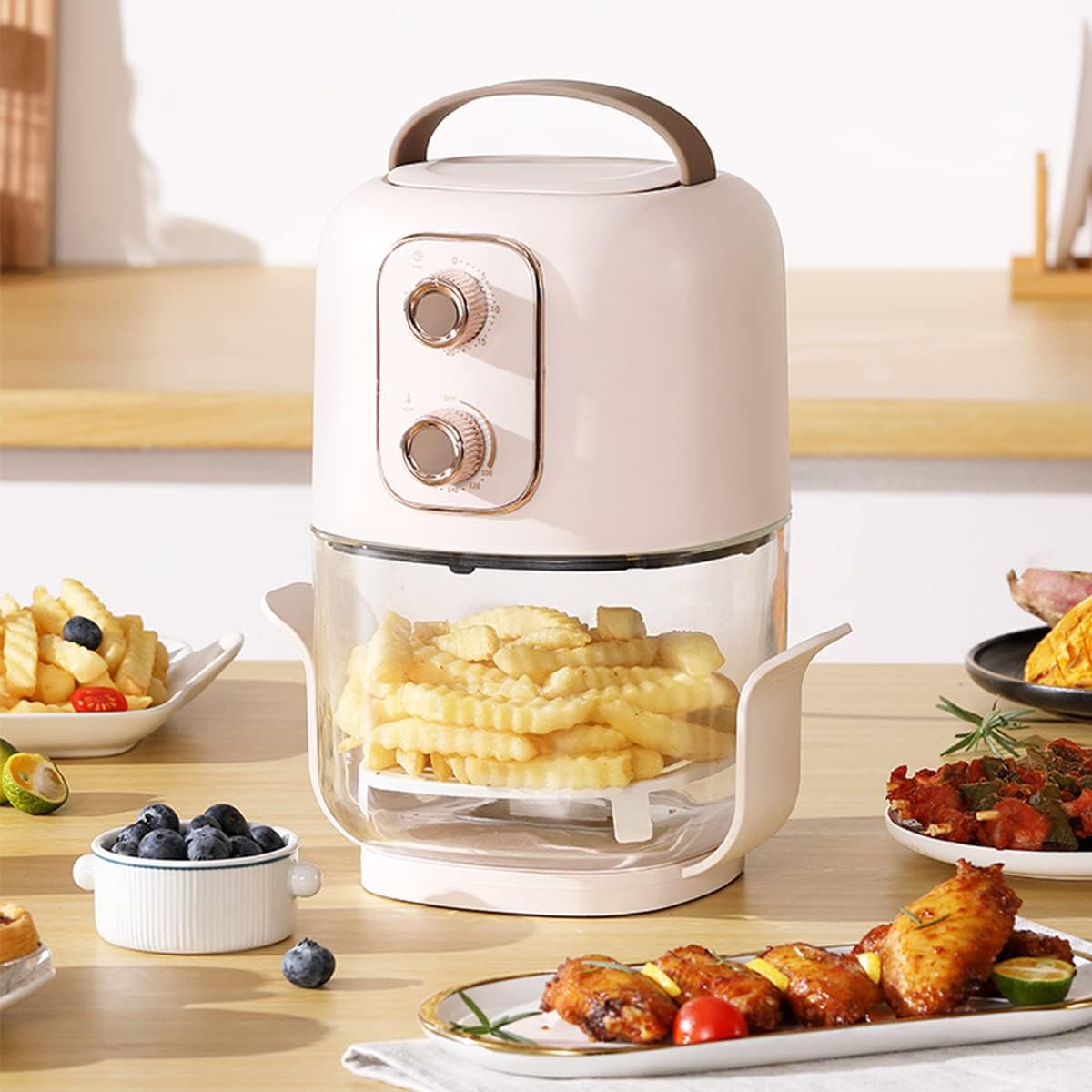 Amazon.co.jp ノンフライヤー Air fryer 2.5L容量 680W ミニ電気フライヤー ノンオイル 揚げ物 ポテト 惣菜