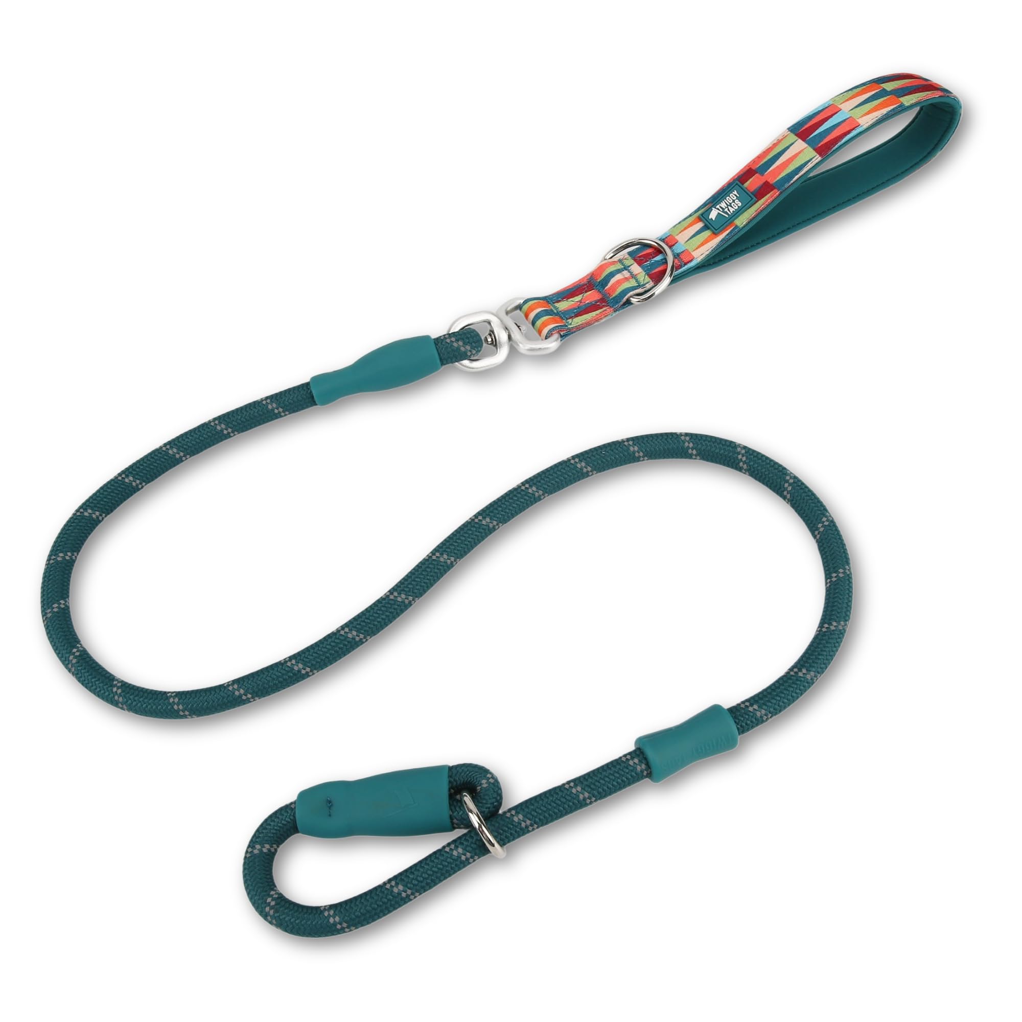 Twiggy Tags Recycled Rope Slip Lead | Strong Rope Dog Lead | Reflective & Durable | Suitable For All Dog Breeds | Multi-Colour Elixir
