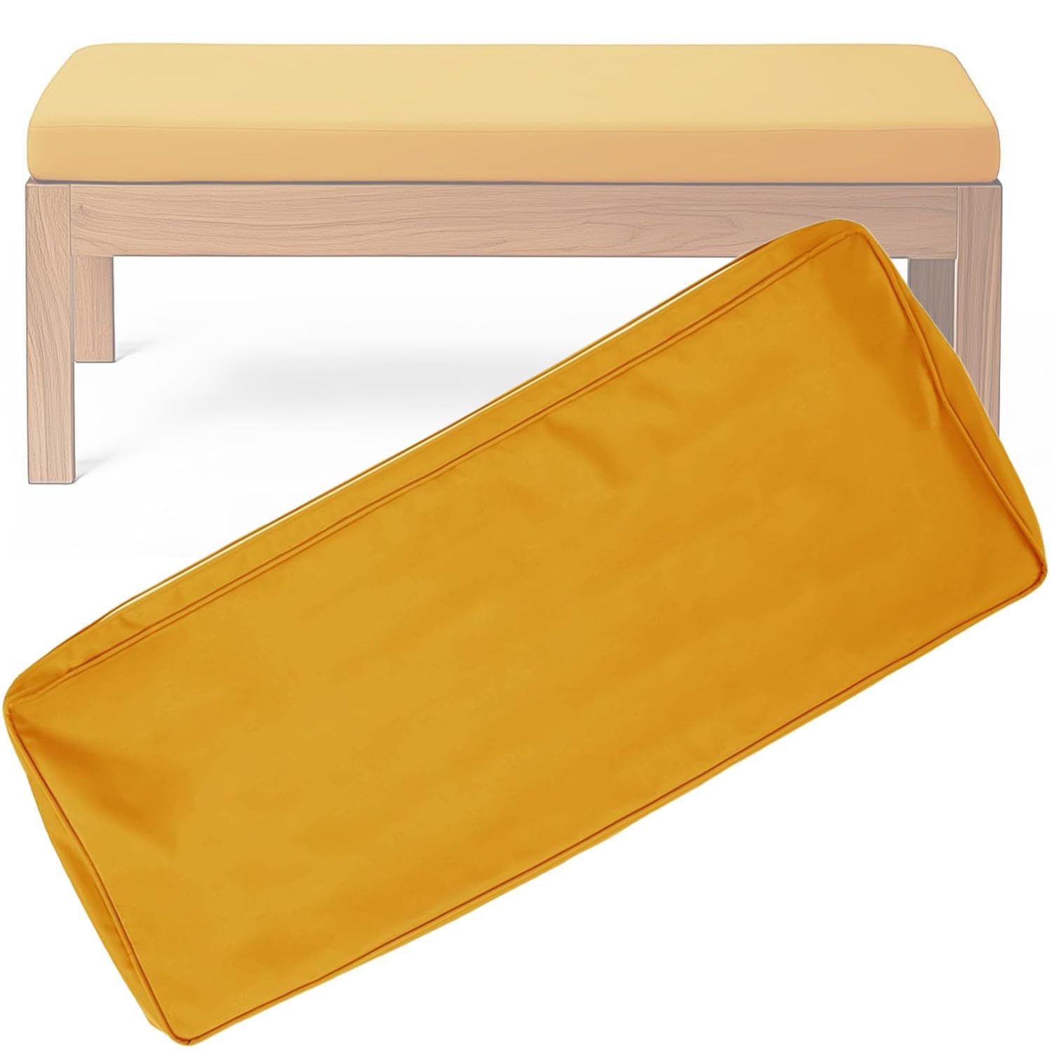 Fodera impermeabile antiscivolo per panca con bordo, 1 pezzo, per esterni/interni, patio, 124,5 x 61 x 10,2 cm, ideale per cuscini da seduta, lacci inclusi