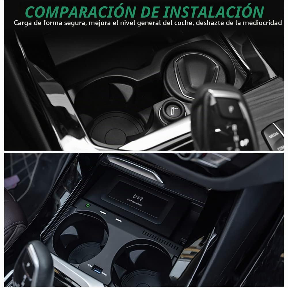 Cargador Inalámbrico Coche para BMW X3 X3M 2022-2018, para BMW X4 X4M 2022-2019, 15W Qi Wireless Carga Rápida Auto Teléfono Cargador para BMW G01 G02 Accesorio, Regalo para BMW Propietarios