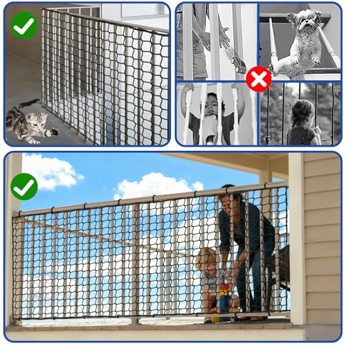 Image of Safety Net Kids Pet Balcony Protection Rope Net Stair Safety Netting for Railings Playground Safety Net Golf Practice Net Baseball Nets for Batting Knotless Polyester Sports Netting