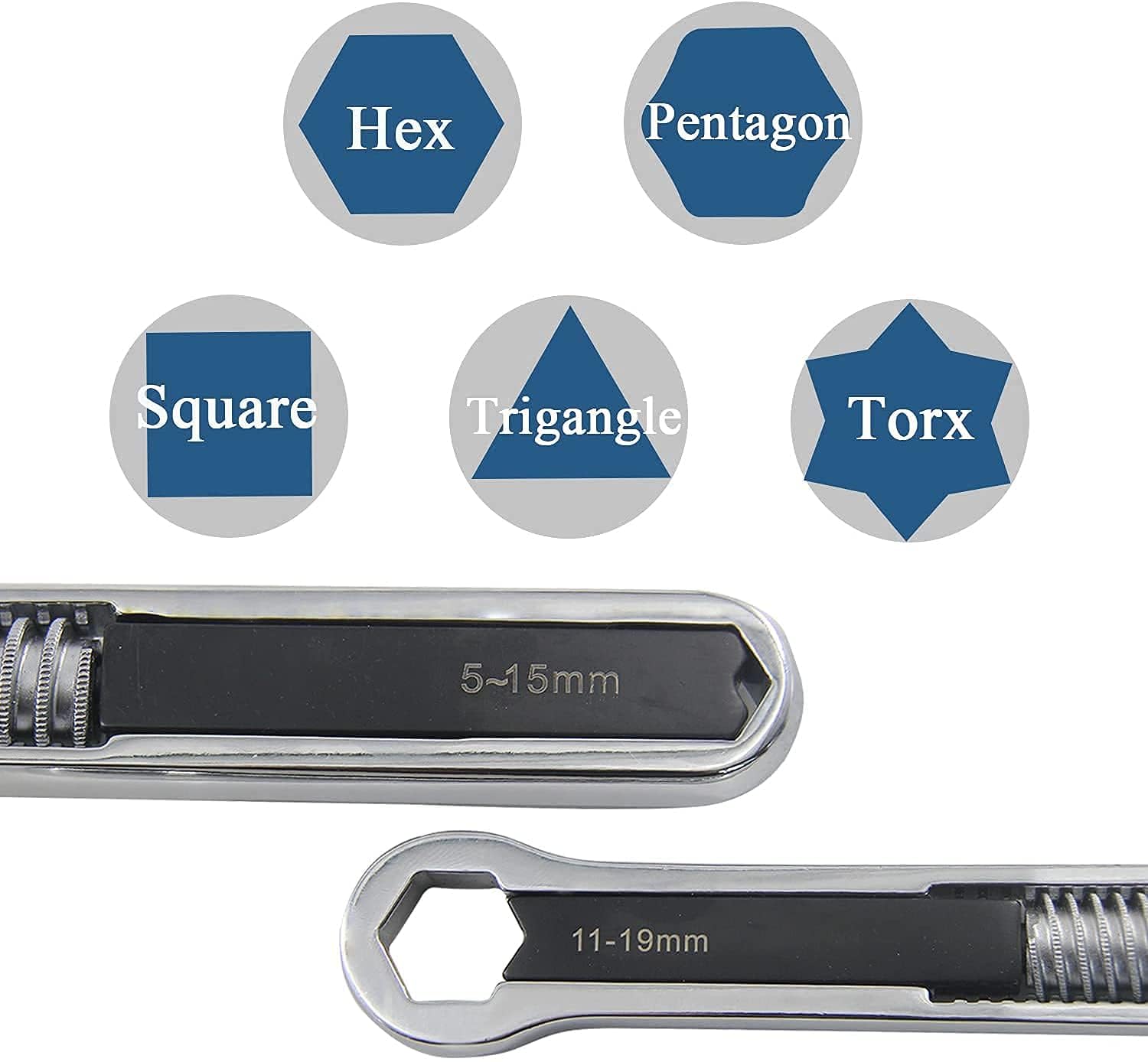 Scizor Double Ended Ring Spanner, Wrench, Double-Head Universal Ratchet Spanner,Carbon Steel Adjustable Multifunction Wrench 2