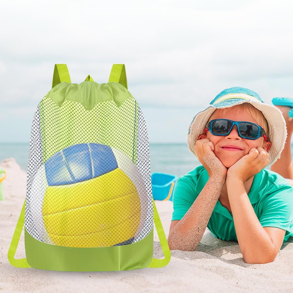 Toy Storage Mesh Bag Large capacity Durable Sand Away Drawstring Beach Backpack, Toys Balls Storage Bags Packs