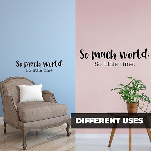 Miniatura 6 de Calcomanía de vinilo para pared, con texto en inglés «So Much World So Little Time», 8 x 30 pulgadas, diseño moderno de viajes, vacaciones,