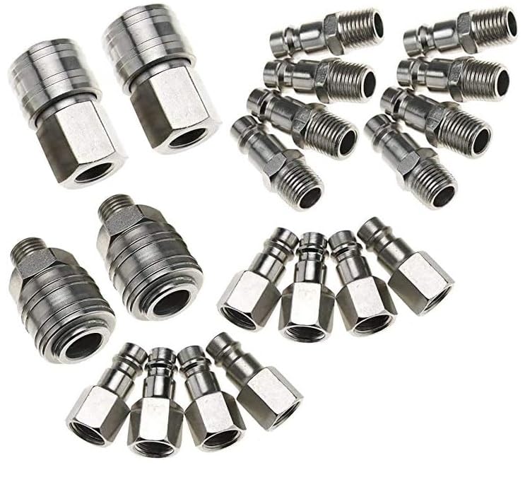 20PCS Euro Air Line Hose 1/4'' Quick Release Fitting Set BSP Male Female