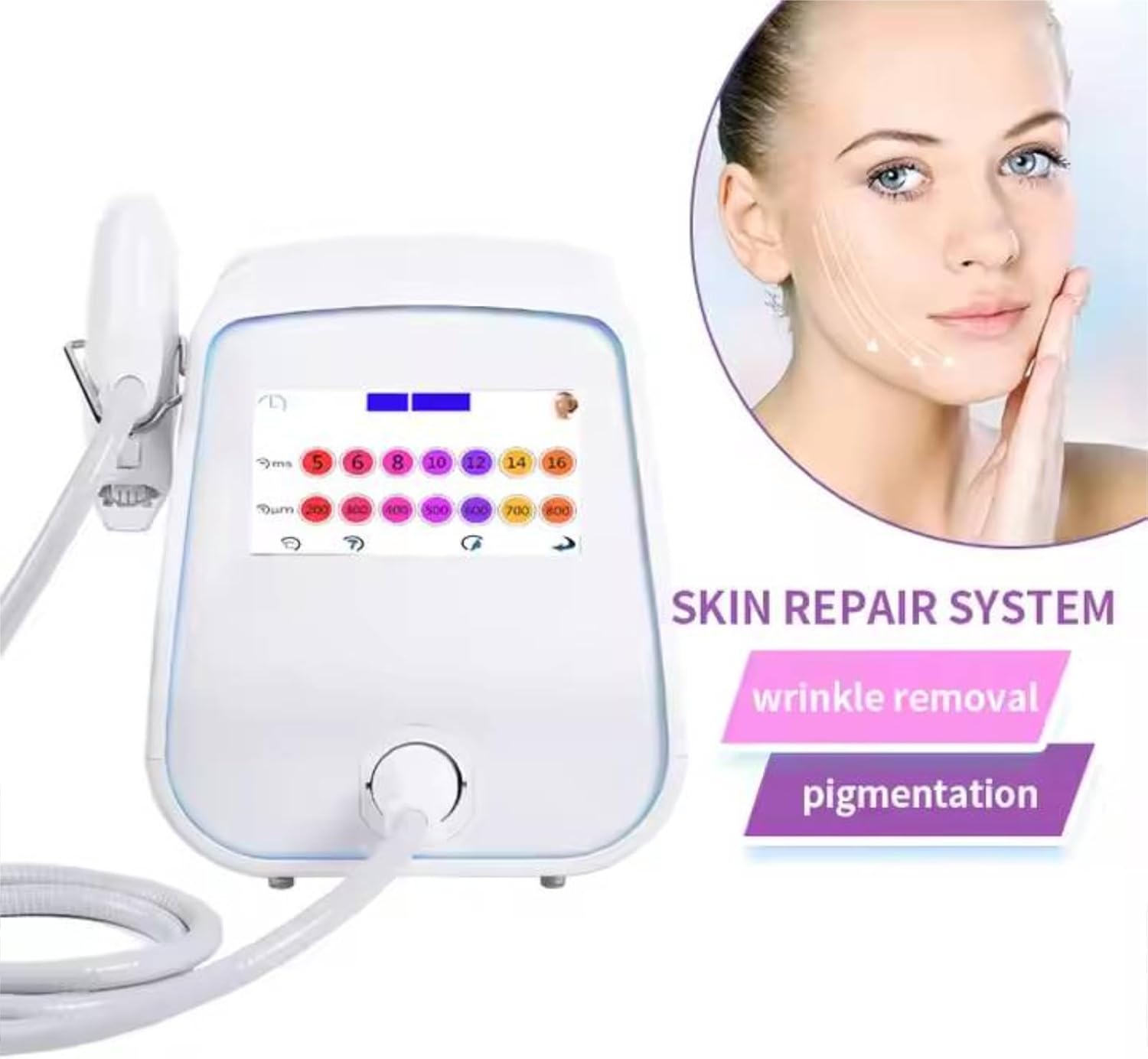 Professional Thermal Fractional Machine with 1 Handle Beauty Device for Face Skin Rejuvenation Lifting, Tightening, Infusing, Effective Wrinkle and Puffiness Reduction Shrink Pores Fine Lines
