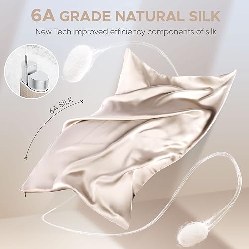 Miniatura 3 de Funda de almohada de seda de morera 100 % pura para cabello y piel, resistente a los alérgenos, doble cara, 600 hilos de seda con cremallera oculta,