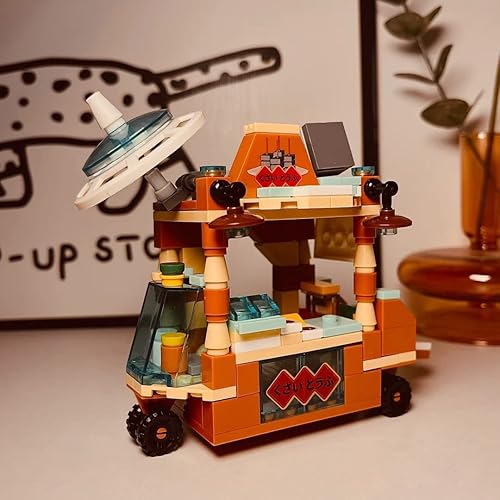 Miniatura 2 de Uvini City Street View - Juego de ladrillos de construcción, 4 paquetes de carrito de alimentos para niñas, compatible con juegos de bloques de