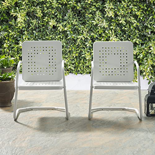Crosley Furniture Bates 2-Piece Outdoor Chair Set, Retro Metal Patio Chairs for Dining, Porch, Deck, Balcony, White Gloss by Crosley Furniture - Image 5