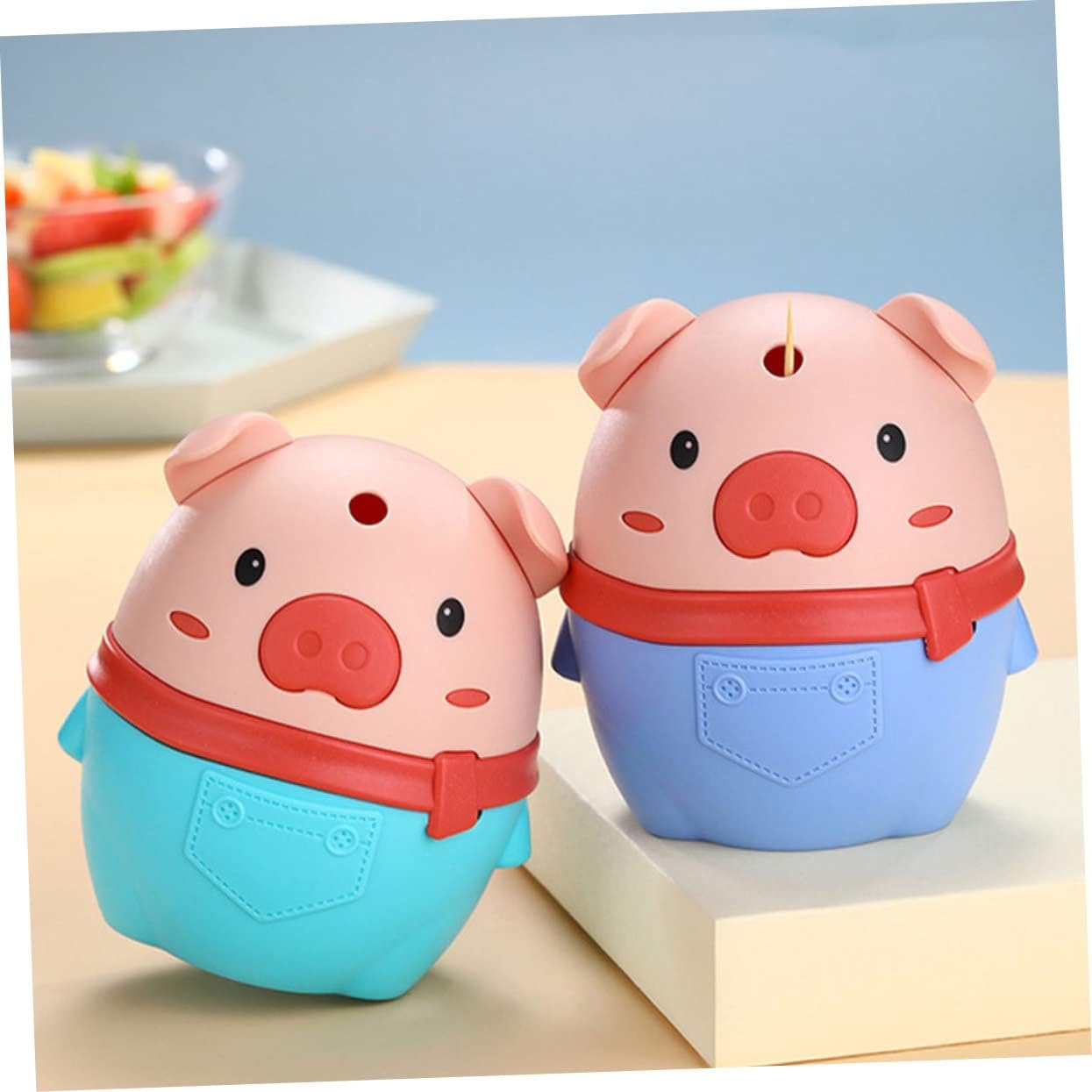 2pcs Push-type Toothpick Dispenser Creative Toothpick Holder for Home and Parties Assorted Boxes Fun and Practical Kitchen Accessory Color
