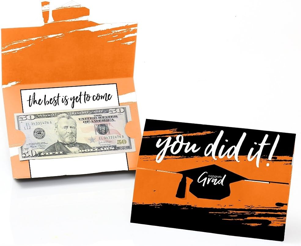 Big Dot of Happiness Orange Grad - Best is Yet to Come - Orange Graduation Party Money And Gift Card Holders - Set of 8