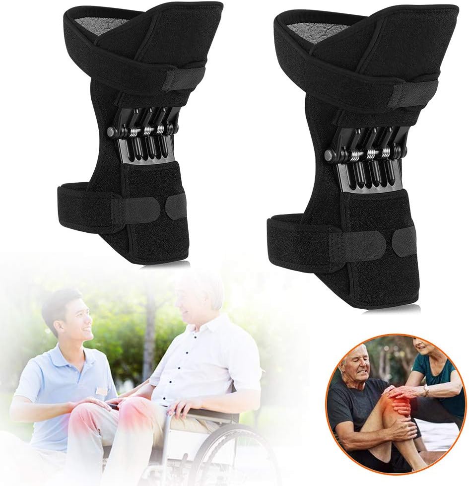Power Bend Knee Booster, Power Joint Knee Support, 1 Pair Breathable Joint Support Knee Pads Recovery Brace, Rebound Spring Force Knee Power Enhancer Booster