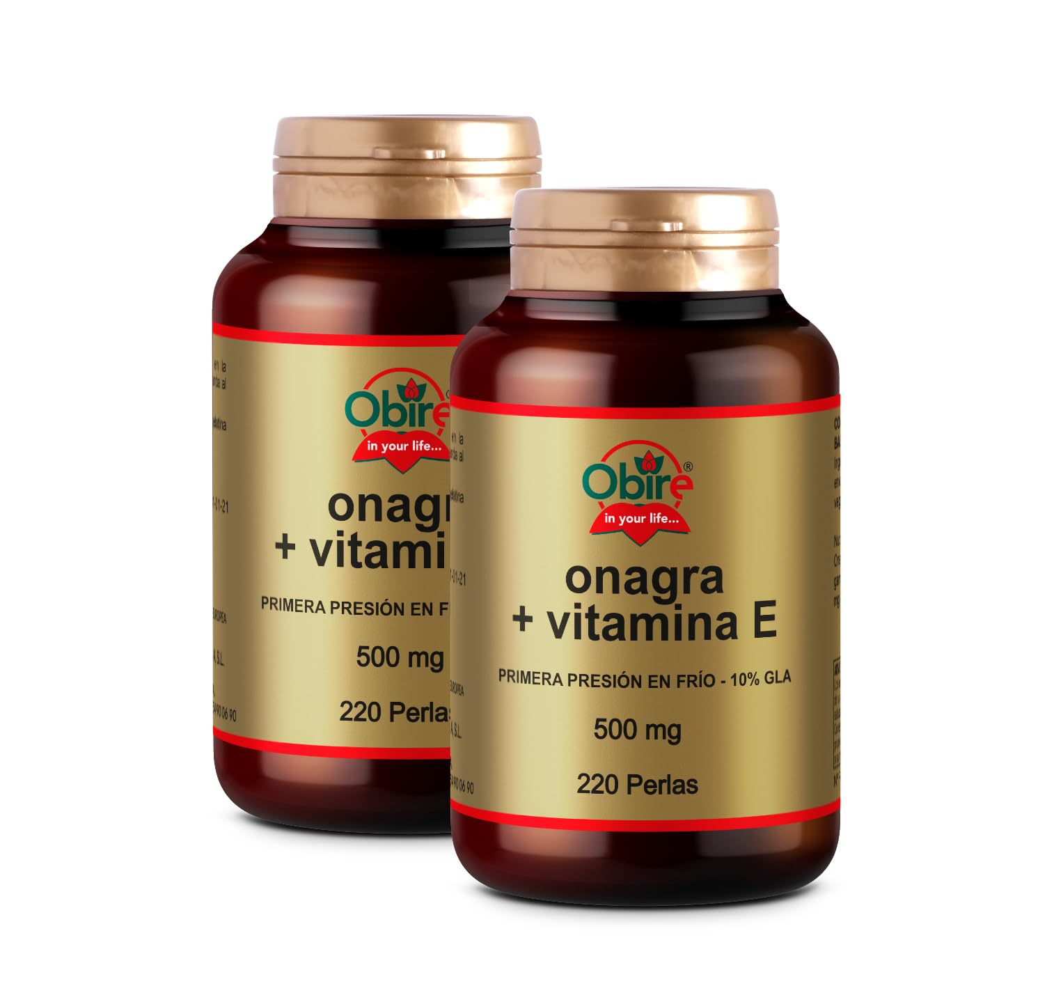 Obire | Perlas de Aceite de Onagra 500 mg | 2 Unidades | 220 Perlas | Contribuye a Aliviar los Síntomas Menstruales | Primera Presión en Frío | 10% GLA | Omega 3-6-9 | Vitamina E