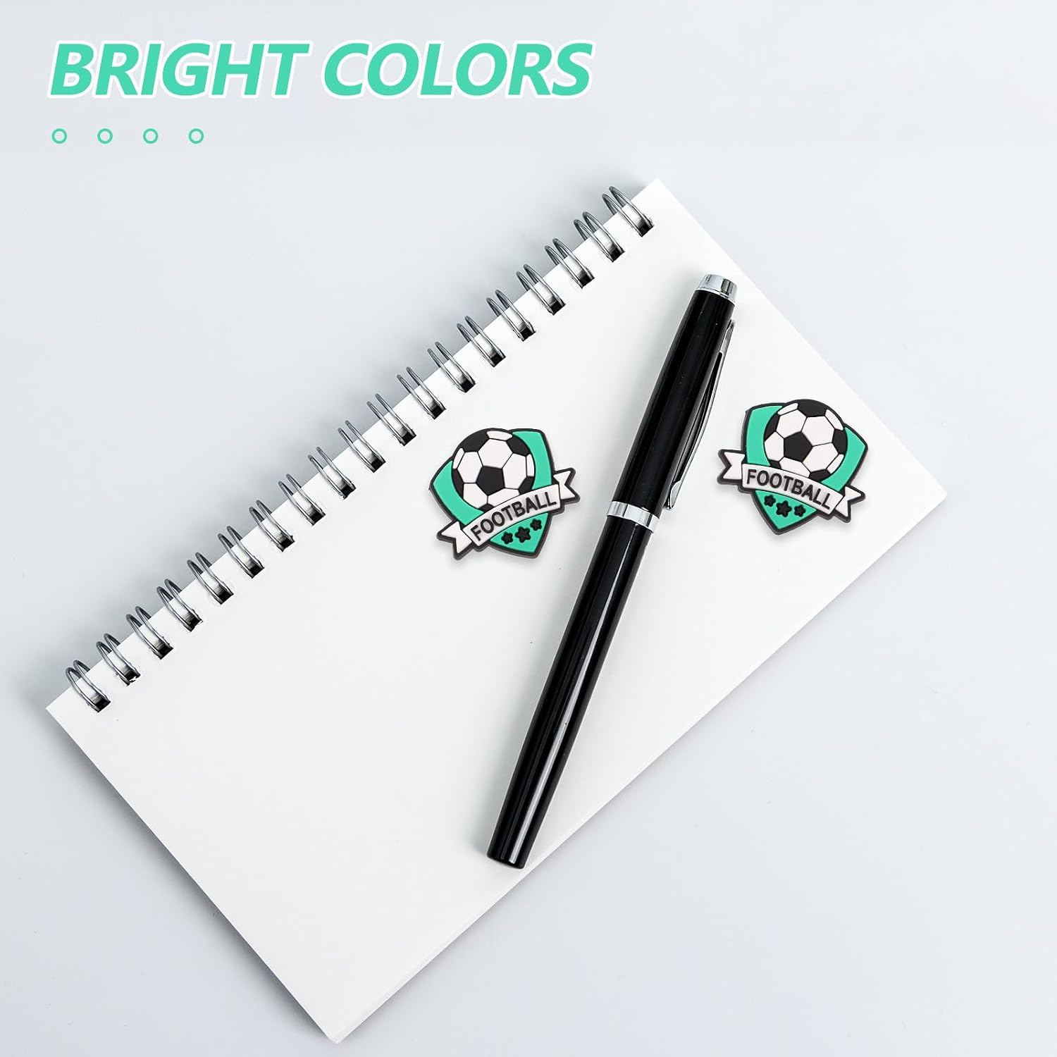 40pcs Soccer PVC Pencil Topper - Sports Pen Clips - Football Stationery - Classroom Prize Notebook Accessory for School Party Favors
