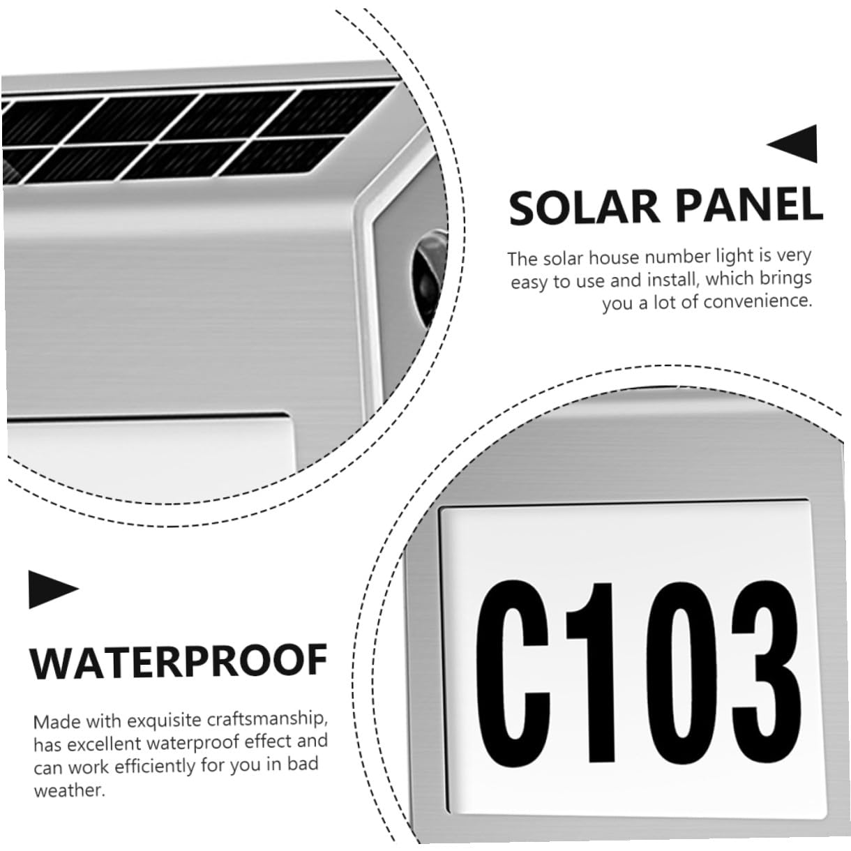 LIFKOME Solar Türschildlampe Adressschild mit LED Ip54 aus PP Silber 1 Satz für Haus und Haustürbeleuchtung