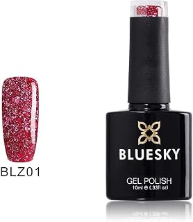 Bluesky Gel Nail Polish, Cherry Red Blz01, Bright, Cherry, Glitter, Red, Long Lasting, Chip Resistant, 10 ml (Requires Curing Under UV LED Lamp)