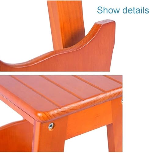 Miniatura 4 de Taburete escalonado, 2 escalones, escalera de madera maciza, escalera plegable para adultos, estante de madera para interiores, con rodamiento de