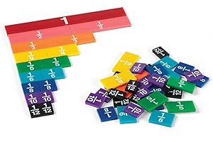 hand2mind Plastic Rainbow Fraction Tiles, Montessori Math Materials, Fraction Manipulatives, Unit Fraction,...