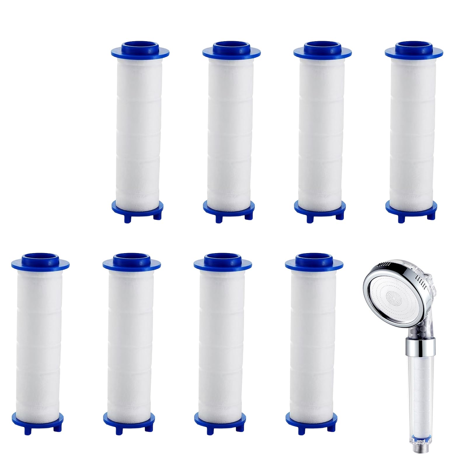 8 Stück Handbrause Ersatzfilterpatrone – PP Baumwolle Filter für Duschkopf, 8 x 2,4 cm, Regenduschkopf Duschfilter, effe
