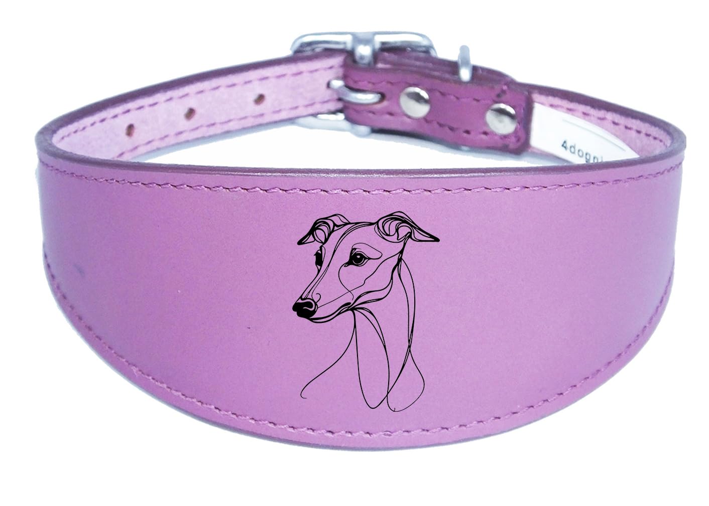 Wide Sighthound Leather Collar, Padded, Handmade for Iggy, Whippet and Greyhound NL21