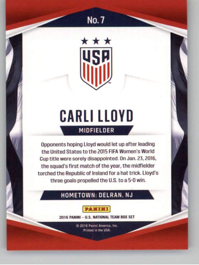 2016 Panini USA Soccer Holo Soccer #7 Carli Lloyd Official Team USA Trading Card