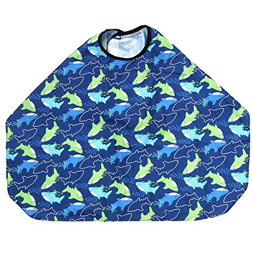 Salon Waterproof Hair Cut Hairdressing Barbers Cape Gown Sea Fish Patterned Barber Styling Cloak for, Blue, Medium