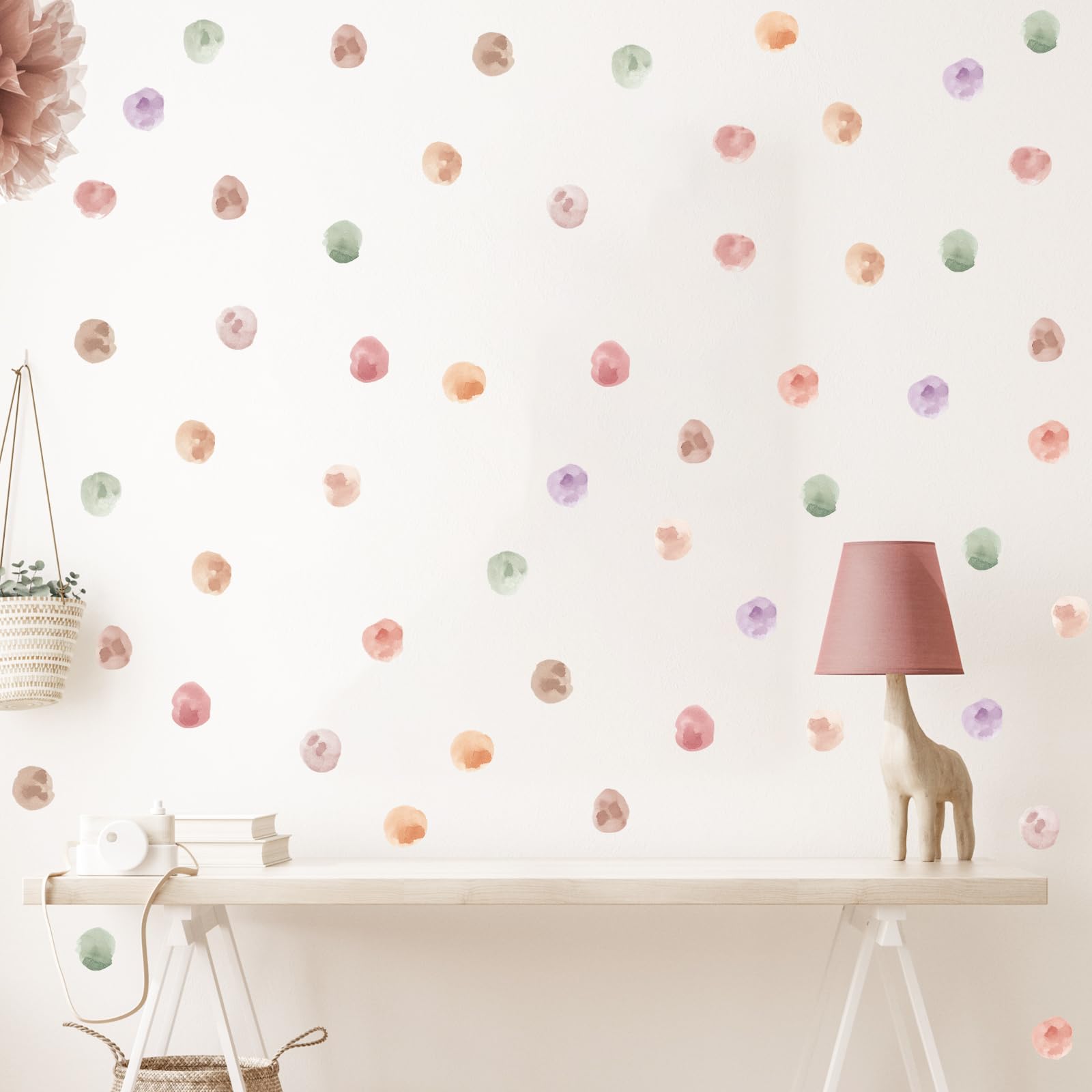 RoyoLam 120pcs 2.2'' Boho Color Polka Dots Wall Decals Nursery Watercolor Wall Stickers for Kid Baby DIY Removable Peel and Stick Wall Art Home Decor Decoration for Living Room Bedroom Playing Room