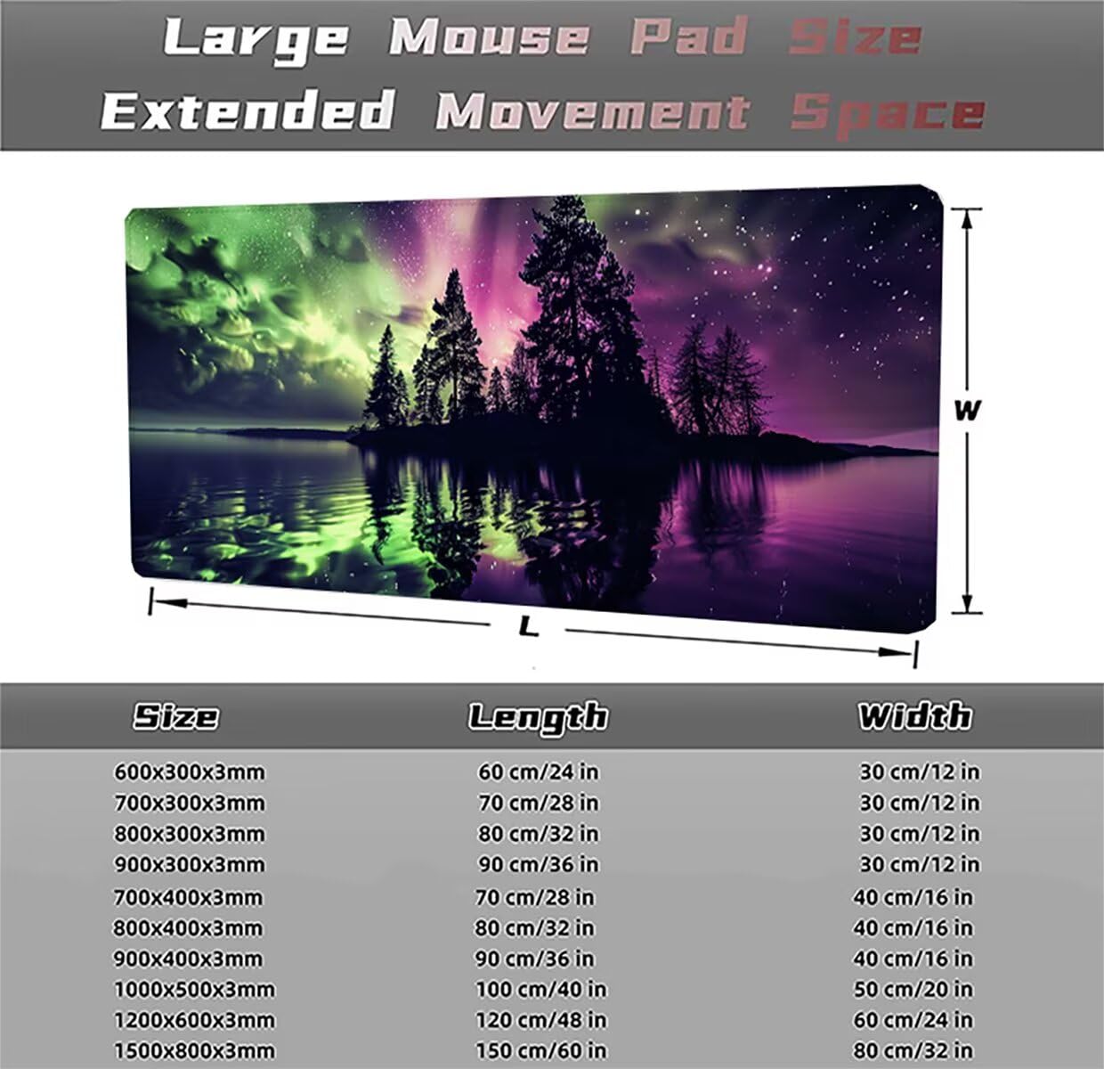 Podkładka pod mysz do gier XXL duża mysz 1500 x 800 x 3 mm, duża podkładka pod biurko z antypoślizgową gumową podstawą dla graczy PC, poprawia precyzję i szybkość krajobrazu PjY16847 N-U