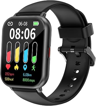 Smart Watch, Compatible with iPhone/Android, Bluetooth, Call Function, 1.85-inch, Large Screen, Wristwatch, Pedometer, Smart Watch, Incoming Call Notifications, IP68 Waterproof, Alarm, Timer