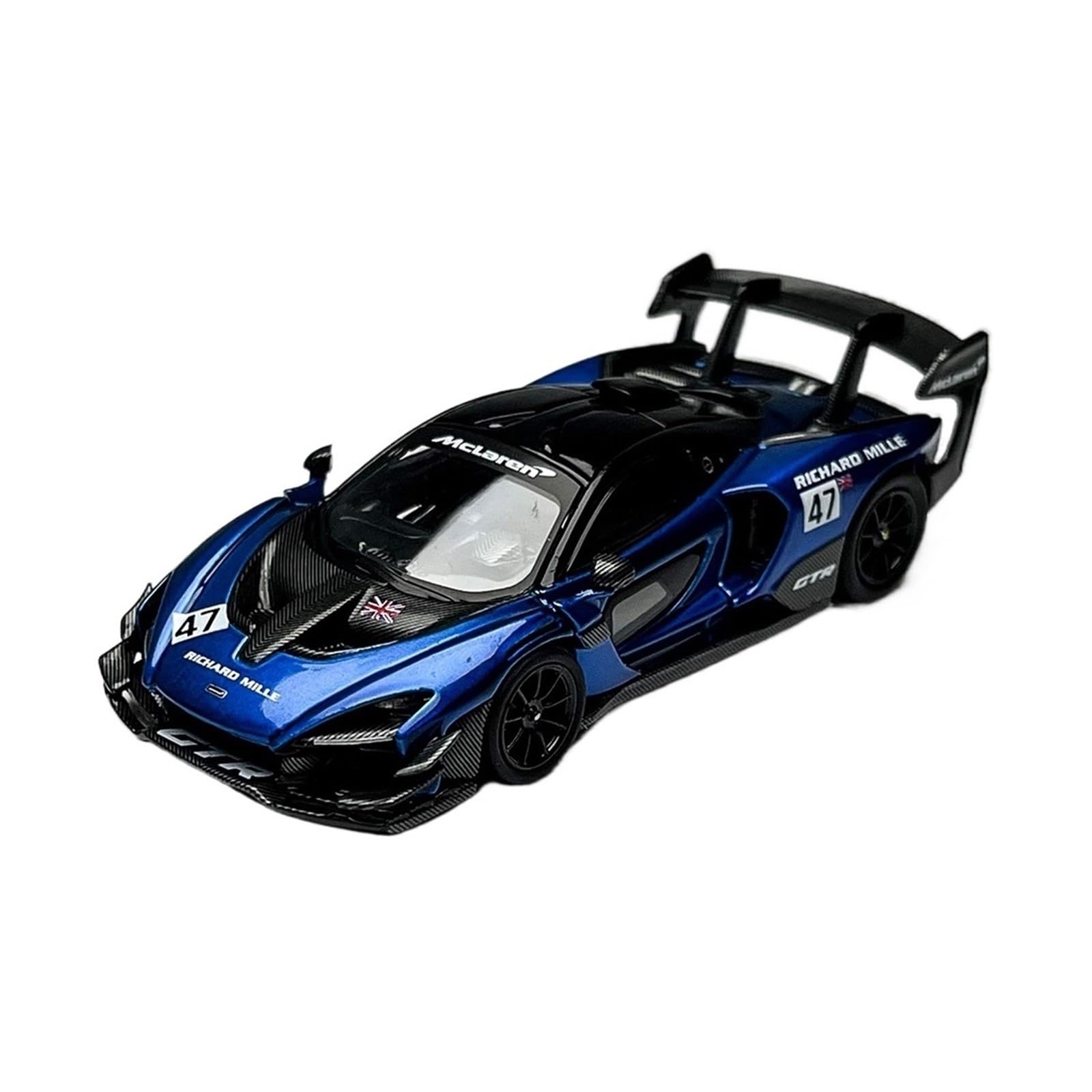 Modellauto Im Maßstab 1:64 Für McLaren Senna GTR Rot Kleinmaßstab Metalldruckguss Gedenklegierung Automodell Für Die Sammlung(Blue)