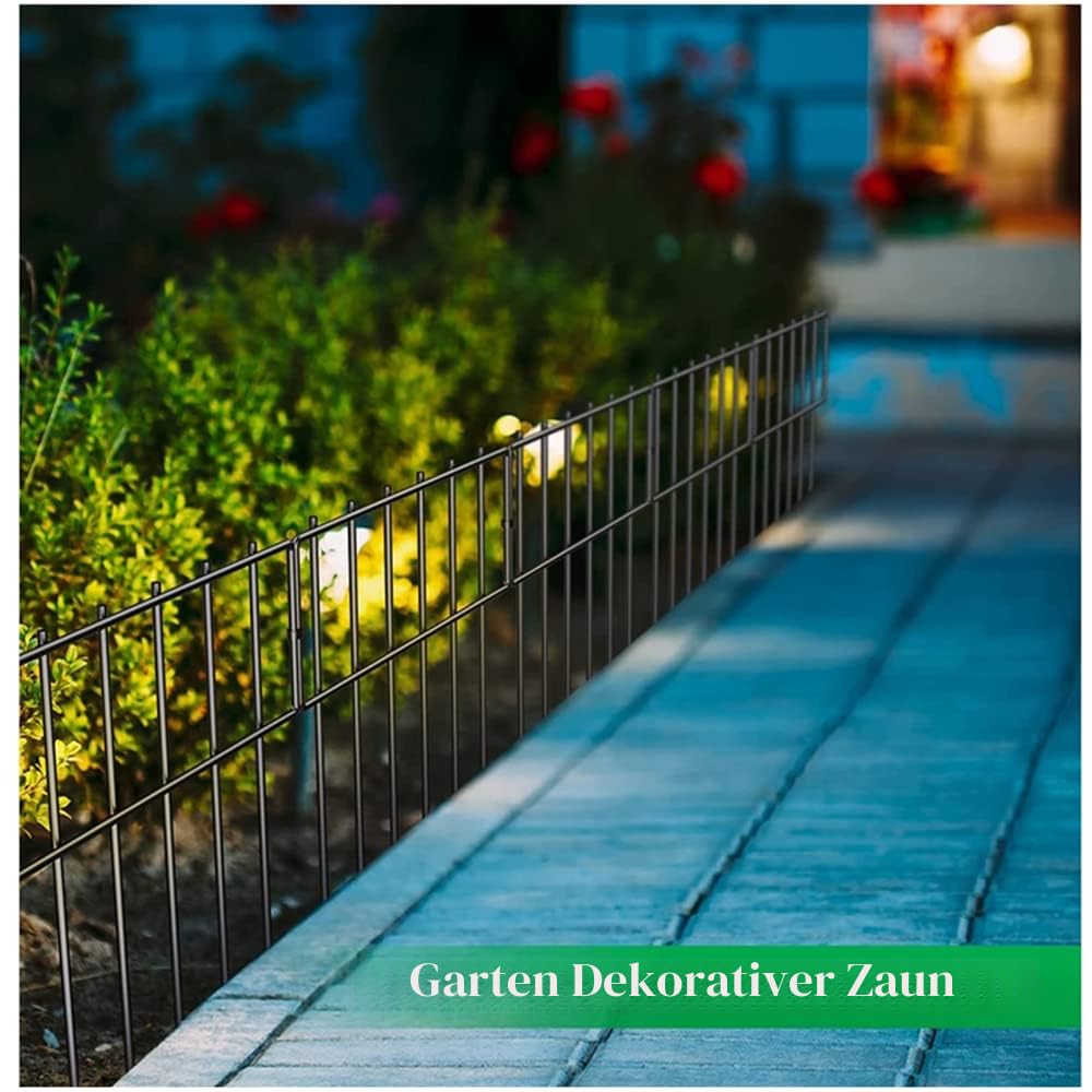 10 Stück Garten Tierbarriere Zaun, rostfreies Metall, Anti-Doggie Graben Garten Grenze, Hunde Kaninchen, Blocker Zaun für den Außenbereich, insgesamt 3,3 m (L) x 43,2 cm (H) (10)