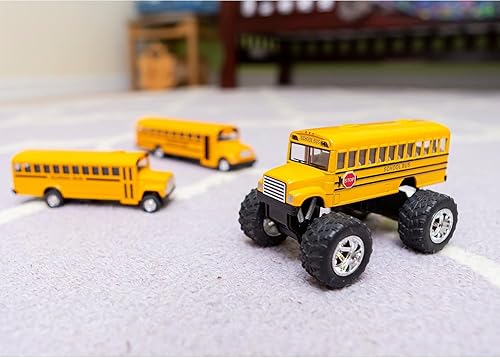 Miniatura 6 de KinsFun El autobús escolar del monstruo de 5" muere el modelo del metal del molde, camión monstruo del juguete de la acción del retroceso