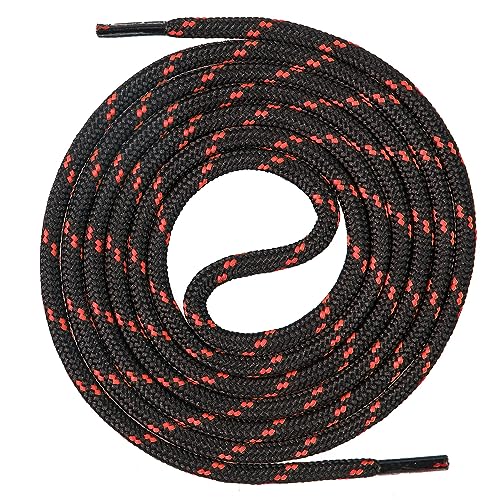 Mount Swiss lacci rotondi ø 4,5 mm – poliestere resistente per scarpe da lavoro, trekking e montagna – 1 paio – nero-rosso – 200cm
