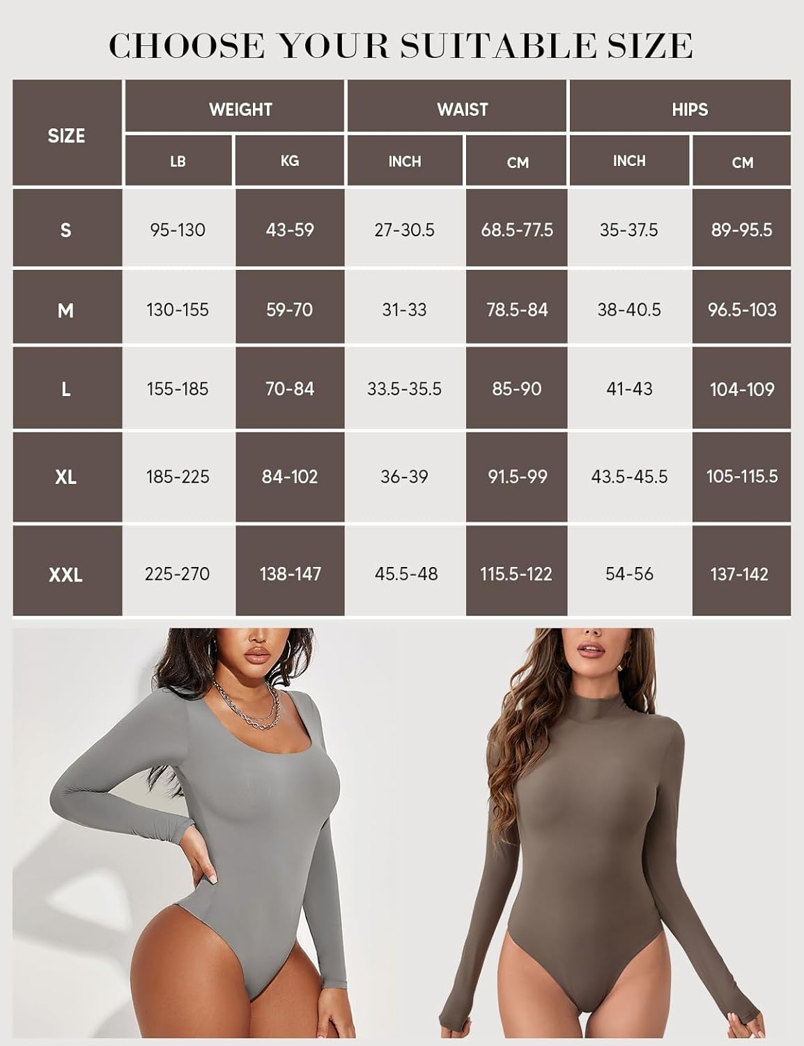 Long Sleeve Bodysuit Tops for Women Double Line Slimming Going Out Tops Body Suits - Image 5
