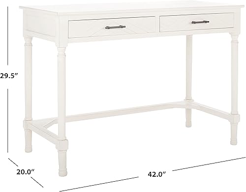 Miniatura 3 de SAFAVIEH Home Collection Mckinlee - Mesa de escritorio de oficina con 2 cajones, color blanco envejecido Blanco gastado,gris